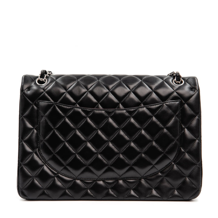 Chanel Black Quilted Lambskin Leather Classic Maxi Double Flap Bag - Gemaee  UAE