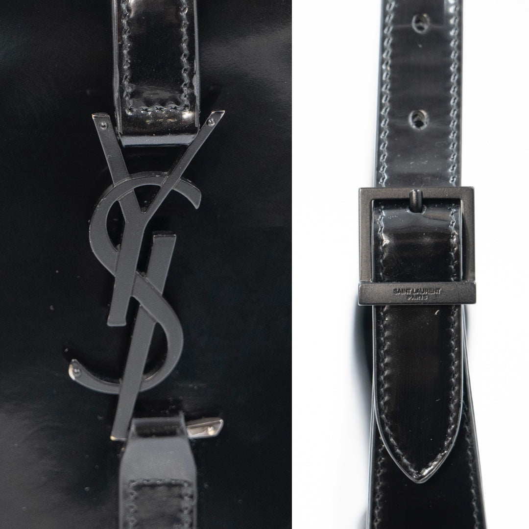 Saint Laurent Le 5 à 7 Black Patent Leather Hobo Shoulder Bag - Gemaee  UAE