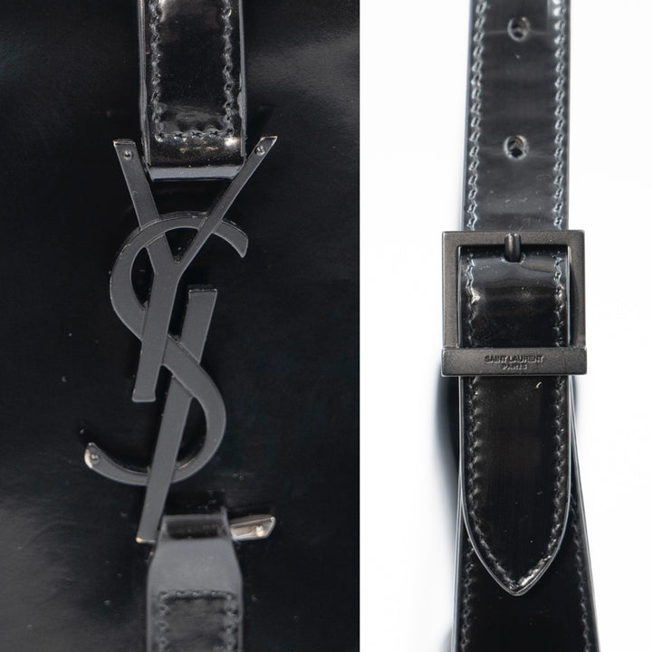 Saint Laurent Le 5 à 7 Black Patent Leather Hobo Shoulder Bag - Gemaee  UAE