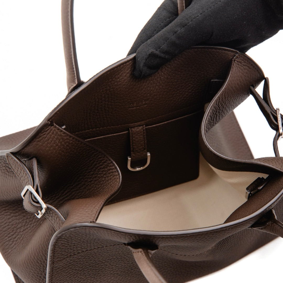 The Row Soft Margaux 10 Bag in Deep Brown Grained Calfskin - Gemaee  UAE
