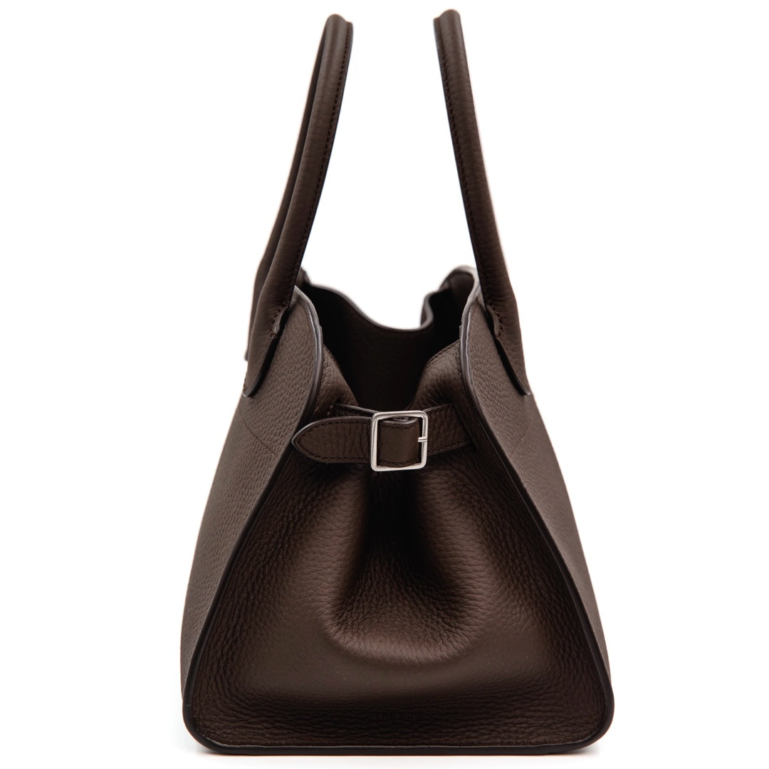 The Row Soft Margaux 10 Bag in Deep Brown Grained Calfskin - Gemaee  UAE