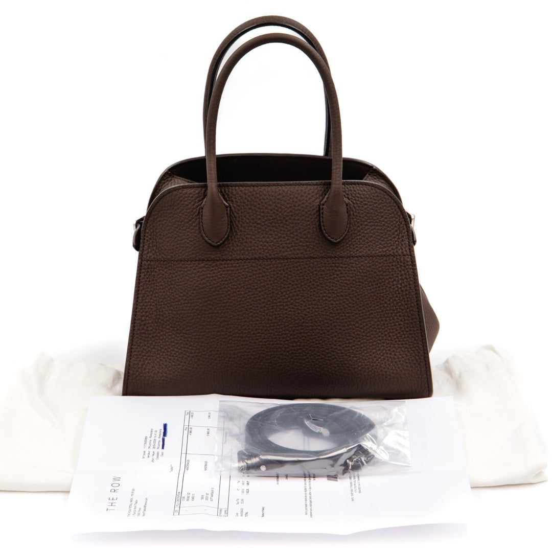 The Row Soft Margaux 10 Bag in Deep Brown Grained Calfskin - Gemaee  UAE