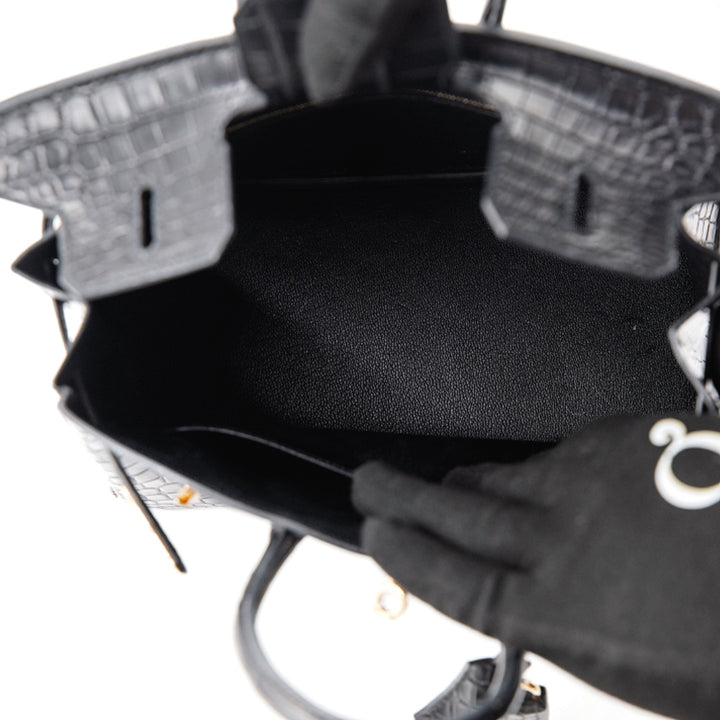 Hermès Birkin 25 Bag in Noir Matte Niloticus Crocodile Leather with Gold Hardware - Gemaee  UAE