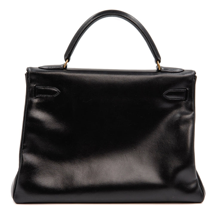 Hermès Kelly 32 Bag in Black Box Calfskin Leather with Gold Hardware - Gemaee  UAE