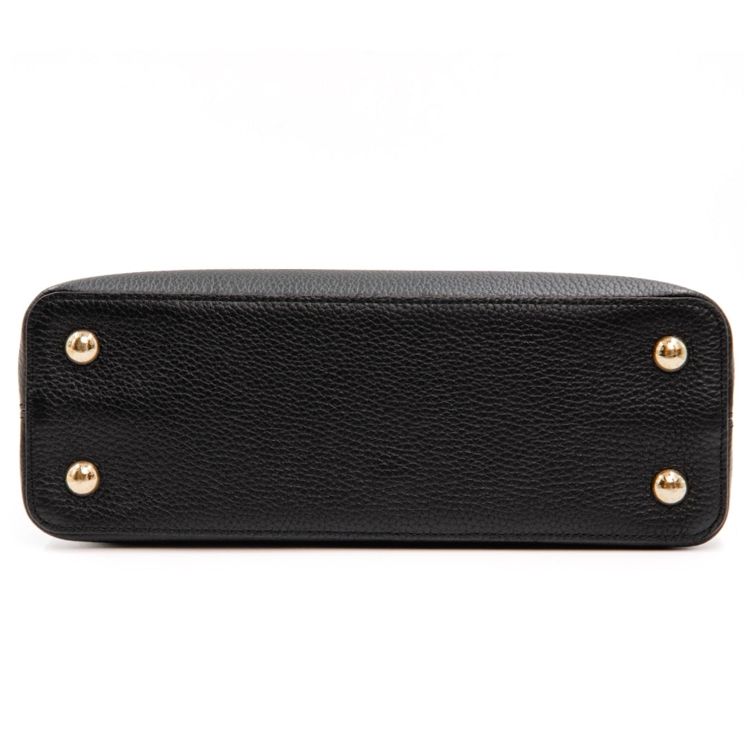 Louis Vuitton Capucines MM Black Taurillon Leather Iconic Top Handle Bag - Gemaee  UAE