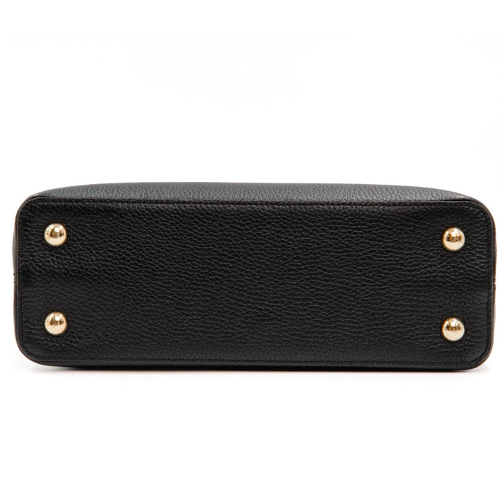 Louis Vuitton Capucines MM Black Taurillon Leather Iconic Top Handle Bag - Gemaee  UAE