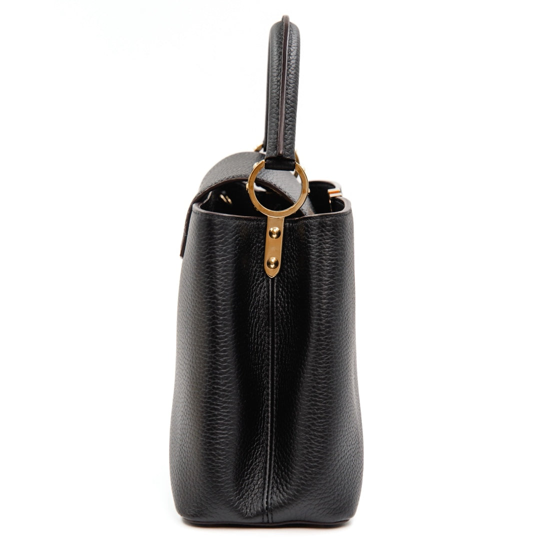 Louis Vuitton Capucines MM Black Taurillon Leather Iconic Top Handle Bag - Gemaee  UAE