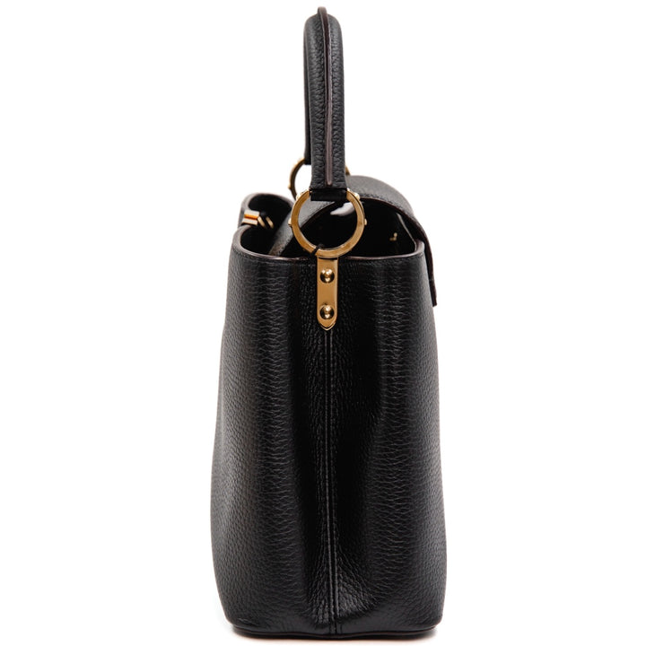 Louis Vuitton Capucines MM Black Taurillon Leather Iconic Top Handle Bag - Gemaee  UAE