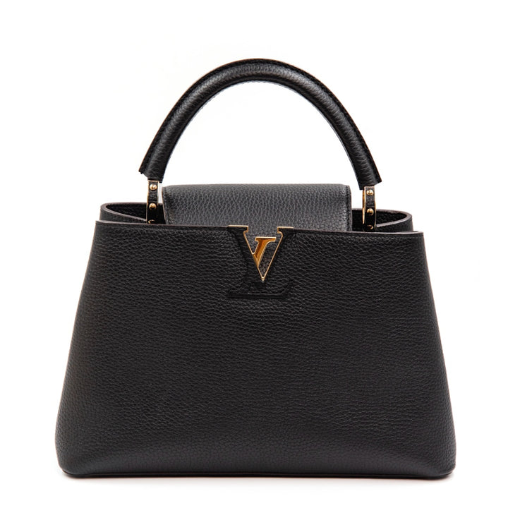 Louis Vuitton Capucines MM Black Taurillon Leather Iconic Top Handle Bag - Gemaee  UAE