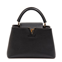 Louis Vuitton Capucines MM Black Taurillon Leather Iconic Top Handle Bag
