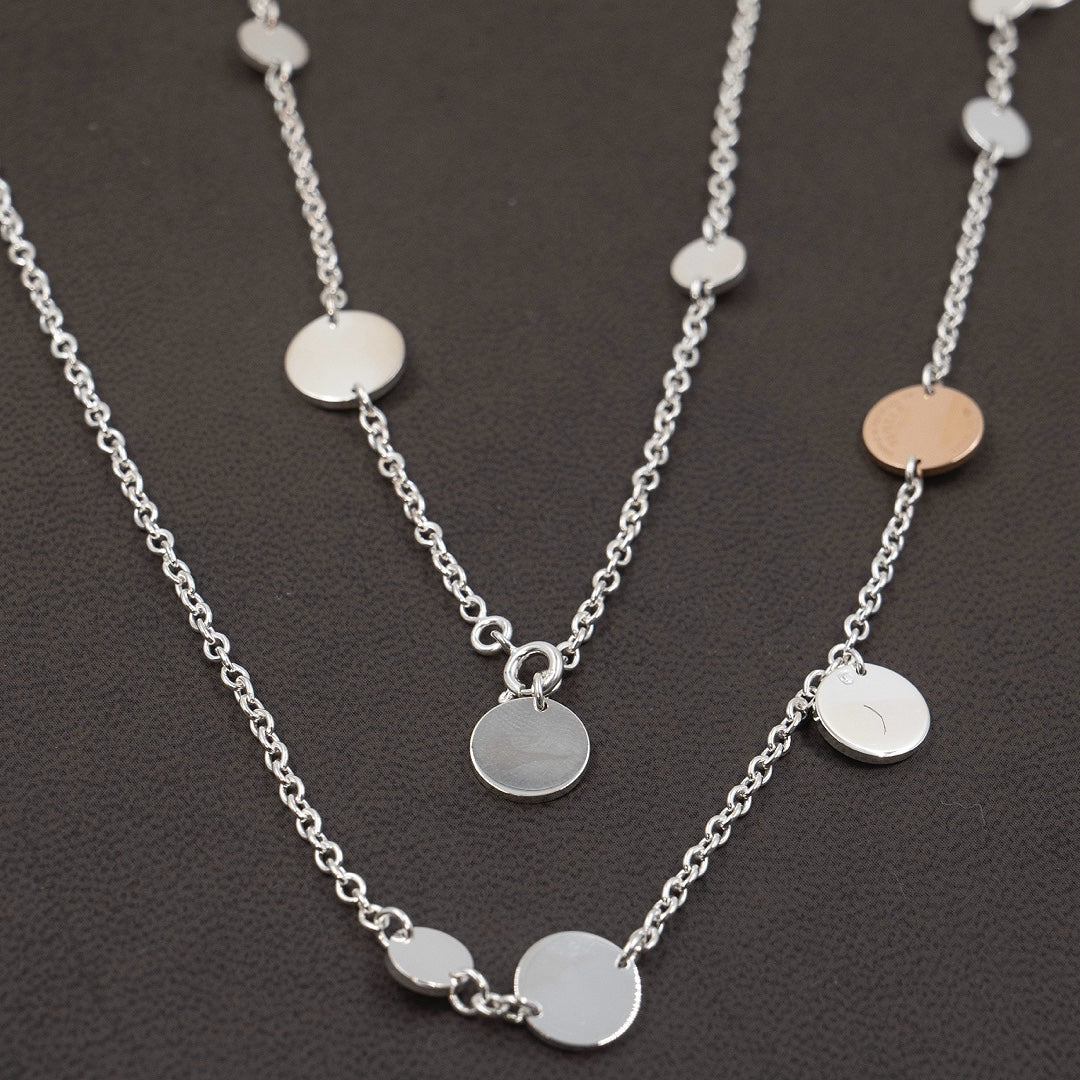 Hermès Ex-Libris Long Necklace in Sterling Silver and Rose Gold - Gemaee  UAE