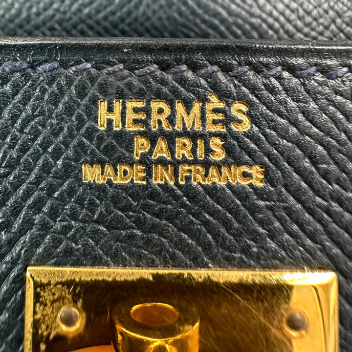 Hermès Kelly 32 Bleu de Prusse Bag in Epsom Leather with Gold Hardware - Gemaee  UAE