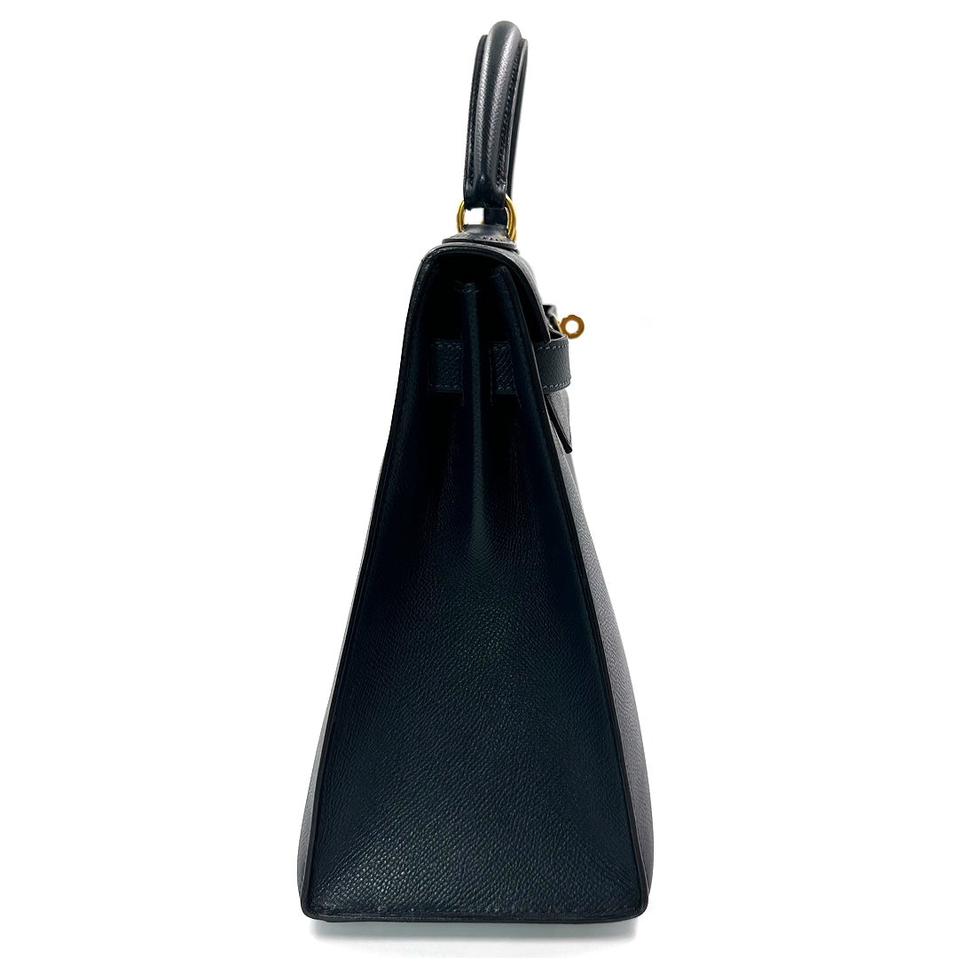 Hermès Kelly 32 Bleu de Prusse Bag in Epsom Leather with Gold Hardware - Gemaee  UAE