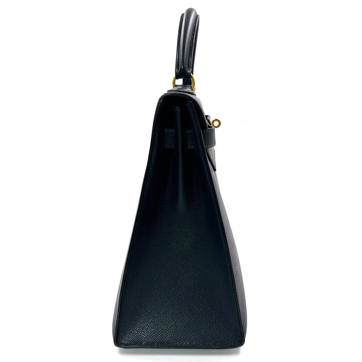 Hermès Kelly 32 Bleu de Prusse Bag in Epsom Leather with Gold Hardware - Gemaee  UAE