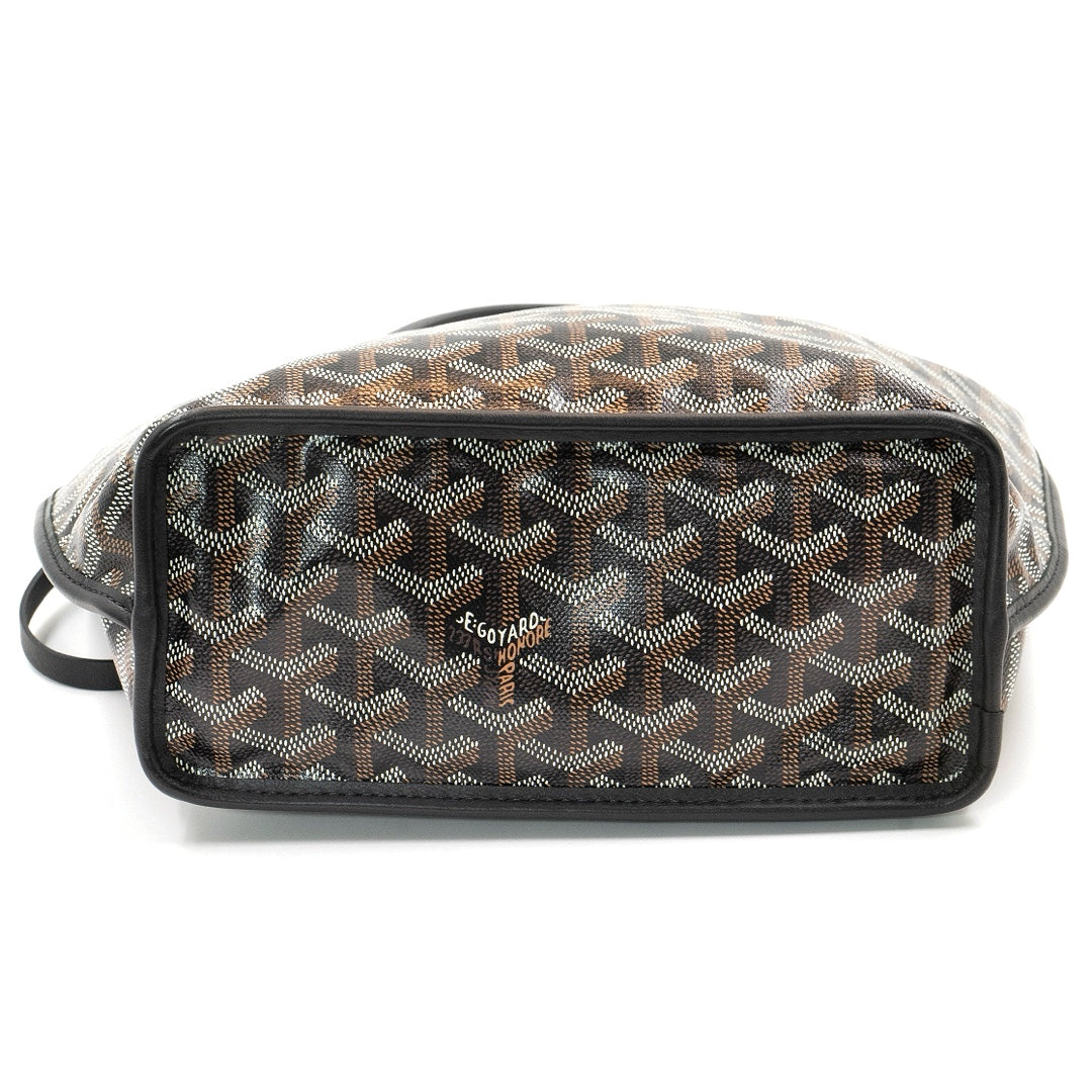Goyard Mini Anjou Reversible Tote in Black Goyardine Canvas with Leather Trim