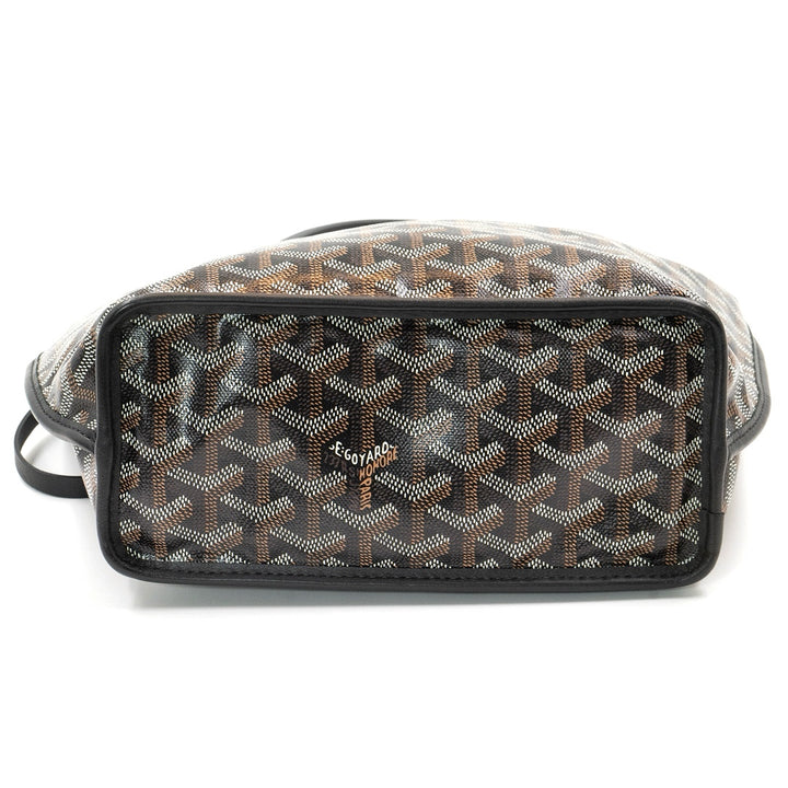 Goyard Mini Anjou Reversible Tote in Black Goyardine Canvas with Leather Trim