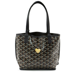 Goyard Mini Anjou Reversible Tote in Black Goyardine Canvas with Leather Trim