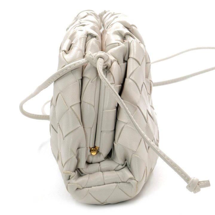 Bottega Veneta The Mini Pouch White Lambskin Leather Shoulder Bag