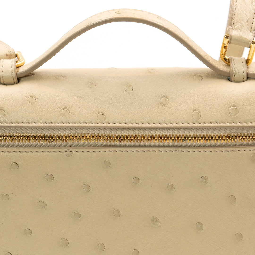 Loro Piana Extra Pocket L19 Orix/Sun Gold (D0QB) Ostrich Leather with Gold Hardware