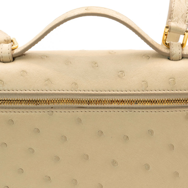 Loro Piana Extra Pocket L19 Orix/Sun Gold (D0QB) Ostrich Leather with Gold Hardware