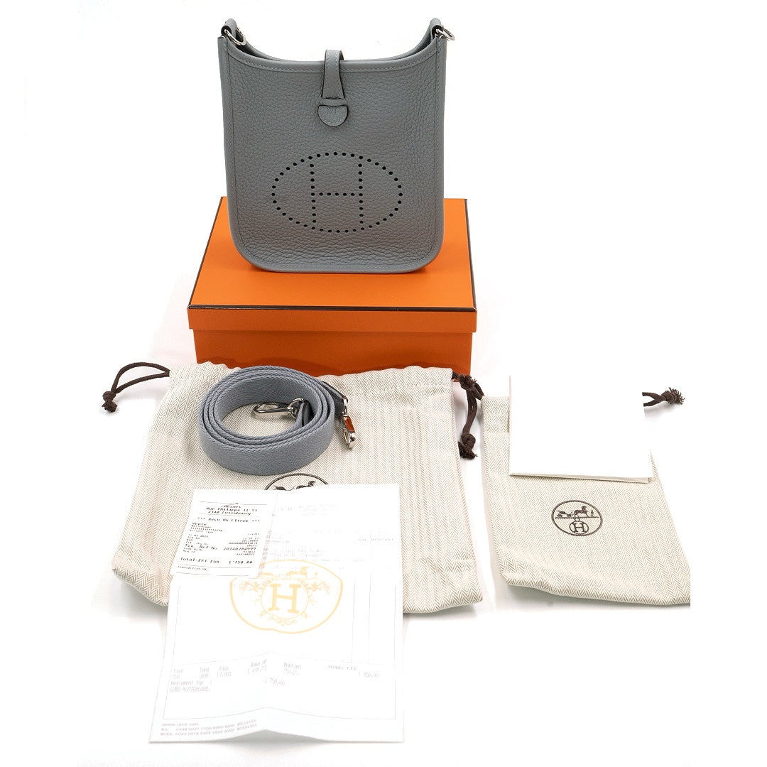 Hermès Evelyne 16 TPM Gris Pantin Clemence Leather with Palladium Hardware