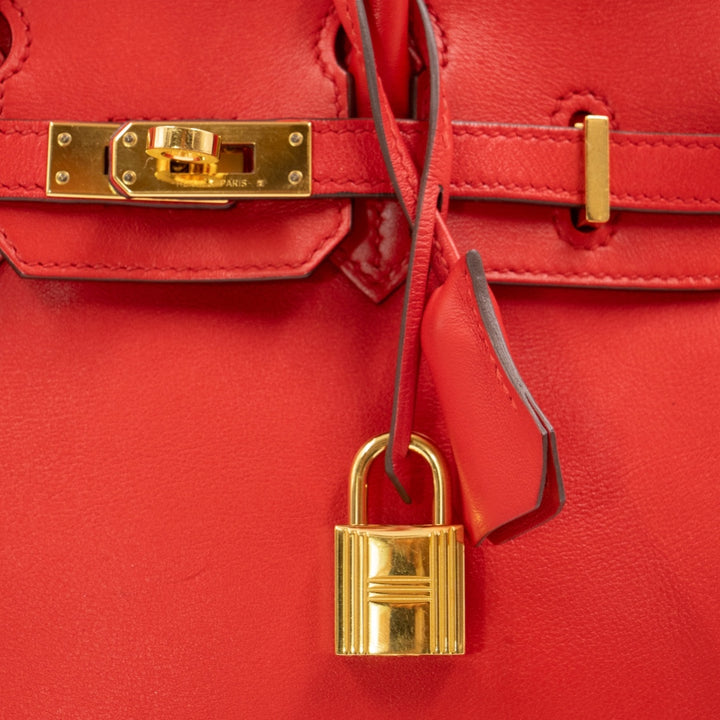 Hermès Birkin 25 Swift Leather Bag in Red with Gold Hardware