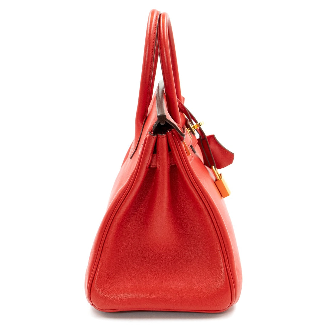 Hermès Birkin 25 Swift Leather Bag in Red with Gold Hardware