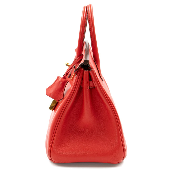 Hermès Birkin 25 Swift Leather Bag in Red with Gold Hardware