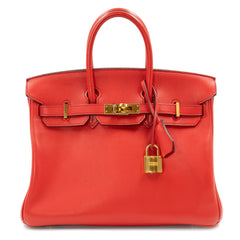 Hermès Birkin 25 Swift Leather Bag in Red with Gold Hardware