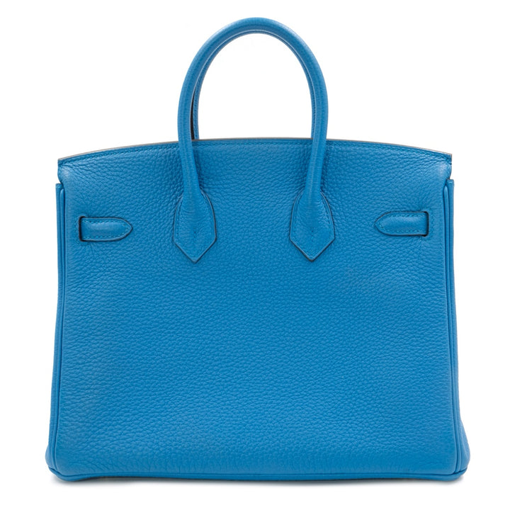 Hermès Birkin 25 Retourne Bag in Blue Zanzibar Togo Leather with Gold Hardware