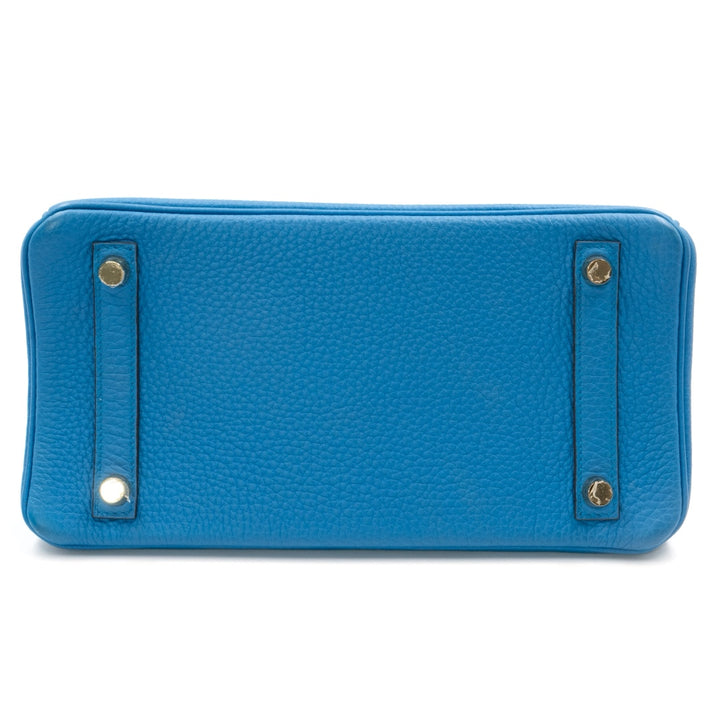 Hermès Birkin 25 Retourne Bag in Blue Zanzibar Togo Leather with Gold Hardware