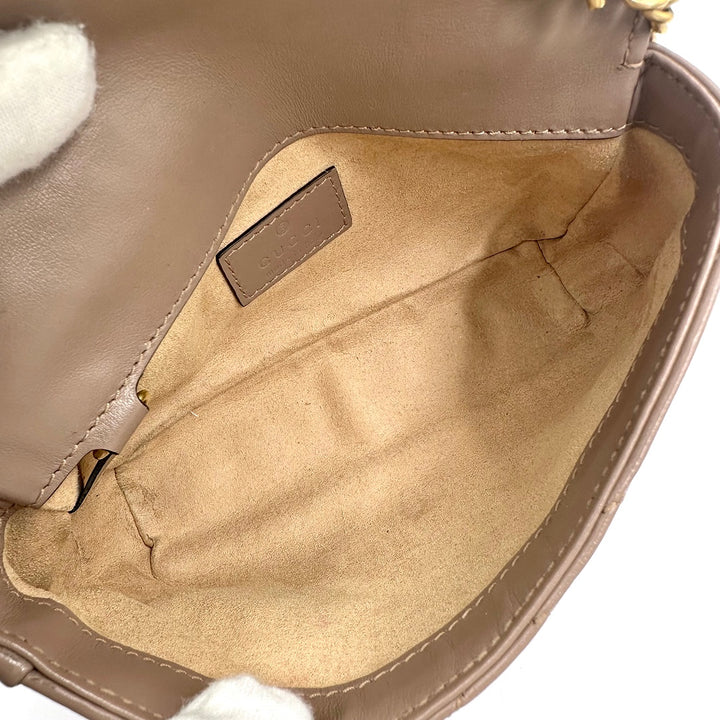 GUCCI GG Marmont Super Mini Bag in Pink Matelassé Leather with Antique Gold Hardware - Gemaee  UAE