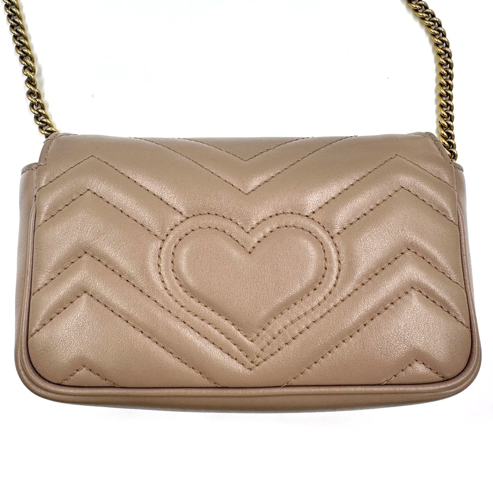 GUCCI GG Marmont Super Mini Bag in Pink Matelassé Leather with Antique Gold Hardware - Gemaee  UAE