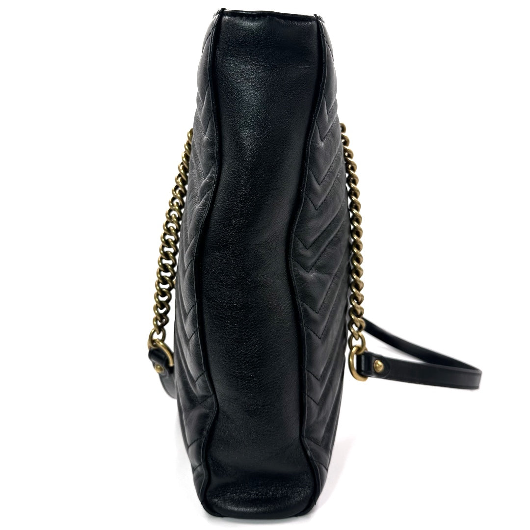 GUCCI GG Marmont Medium Slim Tote in Black Vintage Calfskin Matelassé - Gemaee  UAE