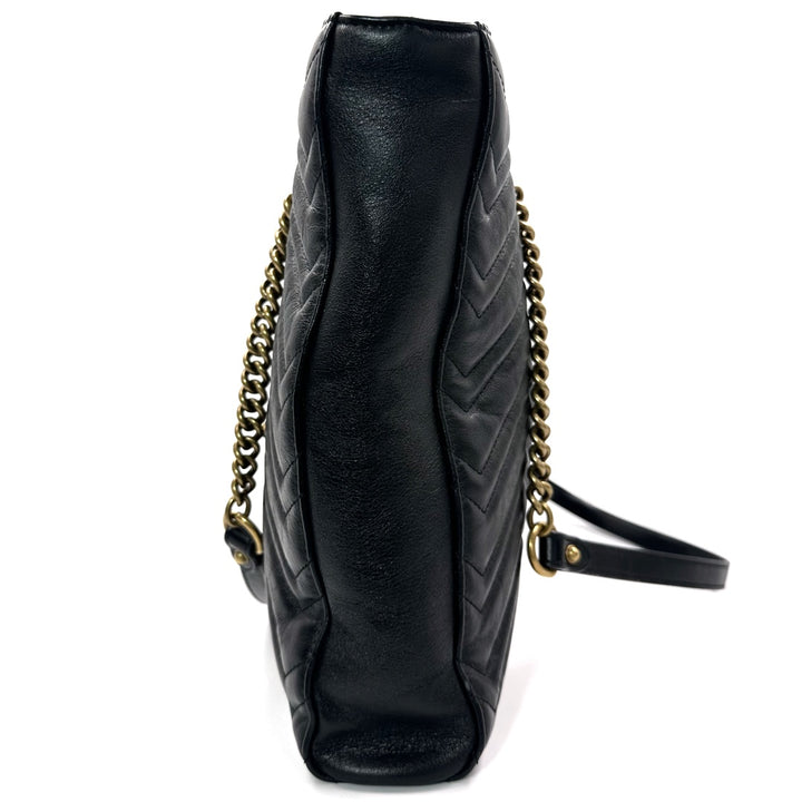 GUCCI GG Marmont Medium Slim Tote in Black Vintage Calfskin Matelassé - Gemaee  UAE