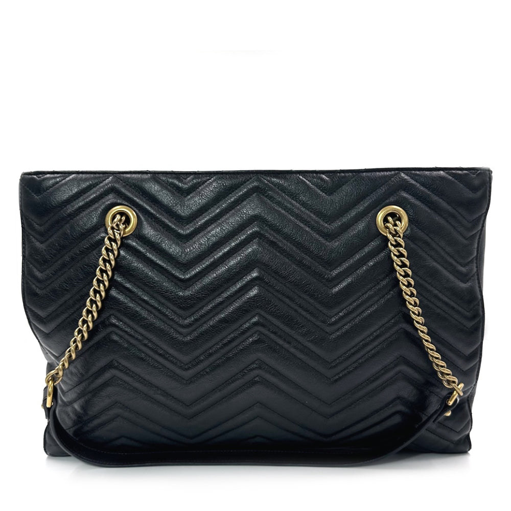 GUCCI GG Marmont Medium Slim Tote in Black Vintage Calfskin Matelassé - Gemaee  UAE