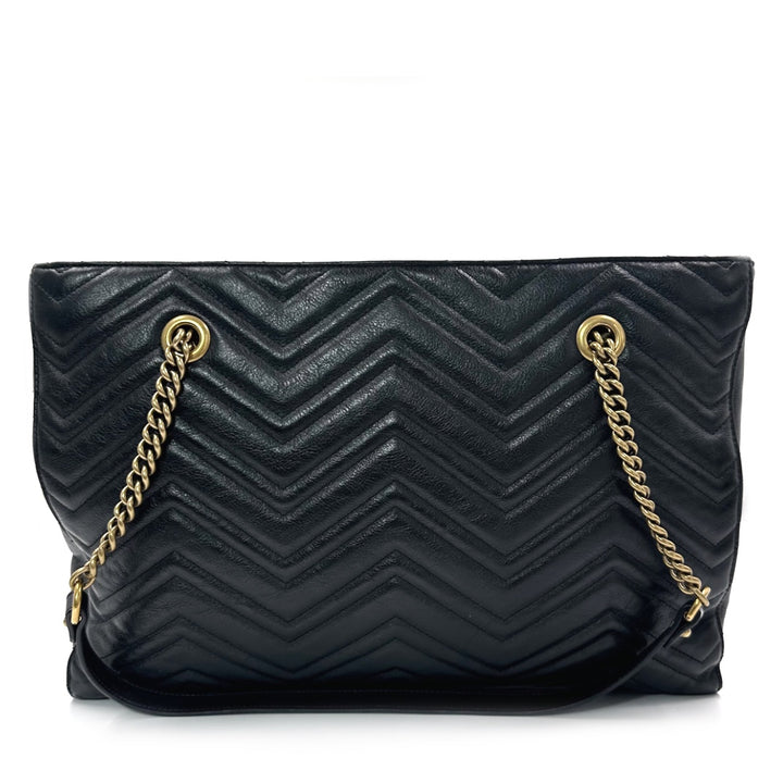 GUCCI GG Marmont Medium Slim Tote in Black Vintage Calfskin Matelassé - Gemaee  UAE
