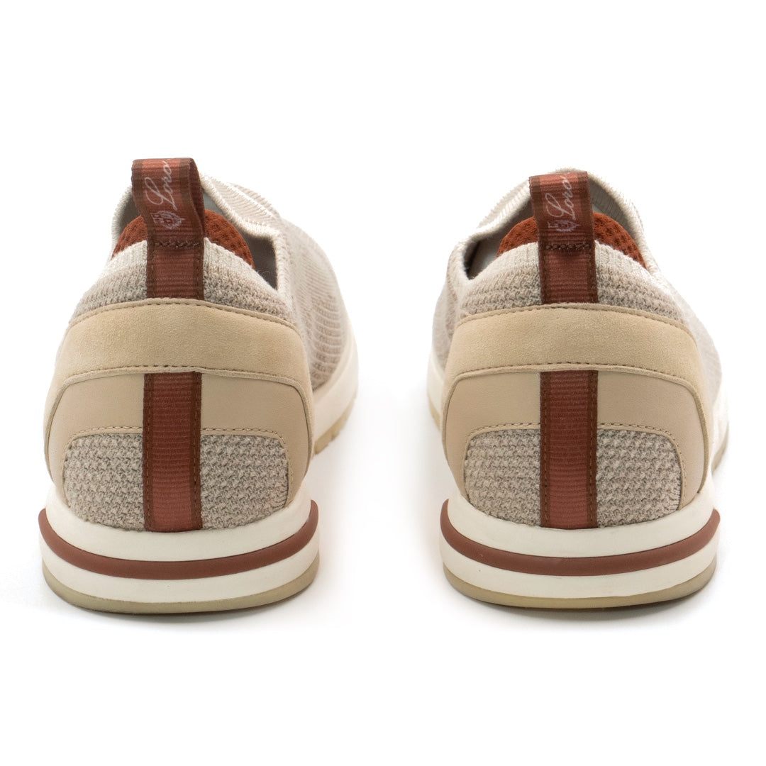Loro Piana Beige Knit Fabric 360 LP Flexy Walk Sneakers