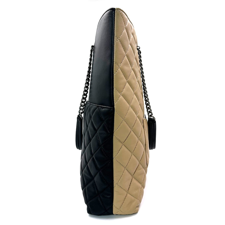 Chanel Quilted CC Timeless Tote Bag in Black & Beige Leather - Gemaee  UAE