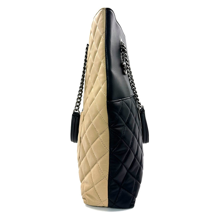 Chanel Quilted CC Timeless Tote Bag in Black & Beige Leather - Gemaee  UAE