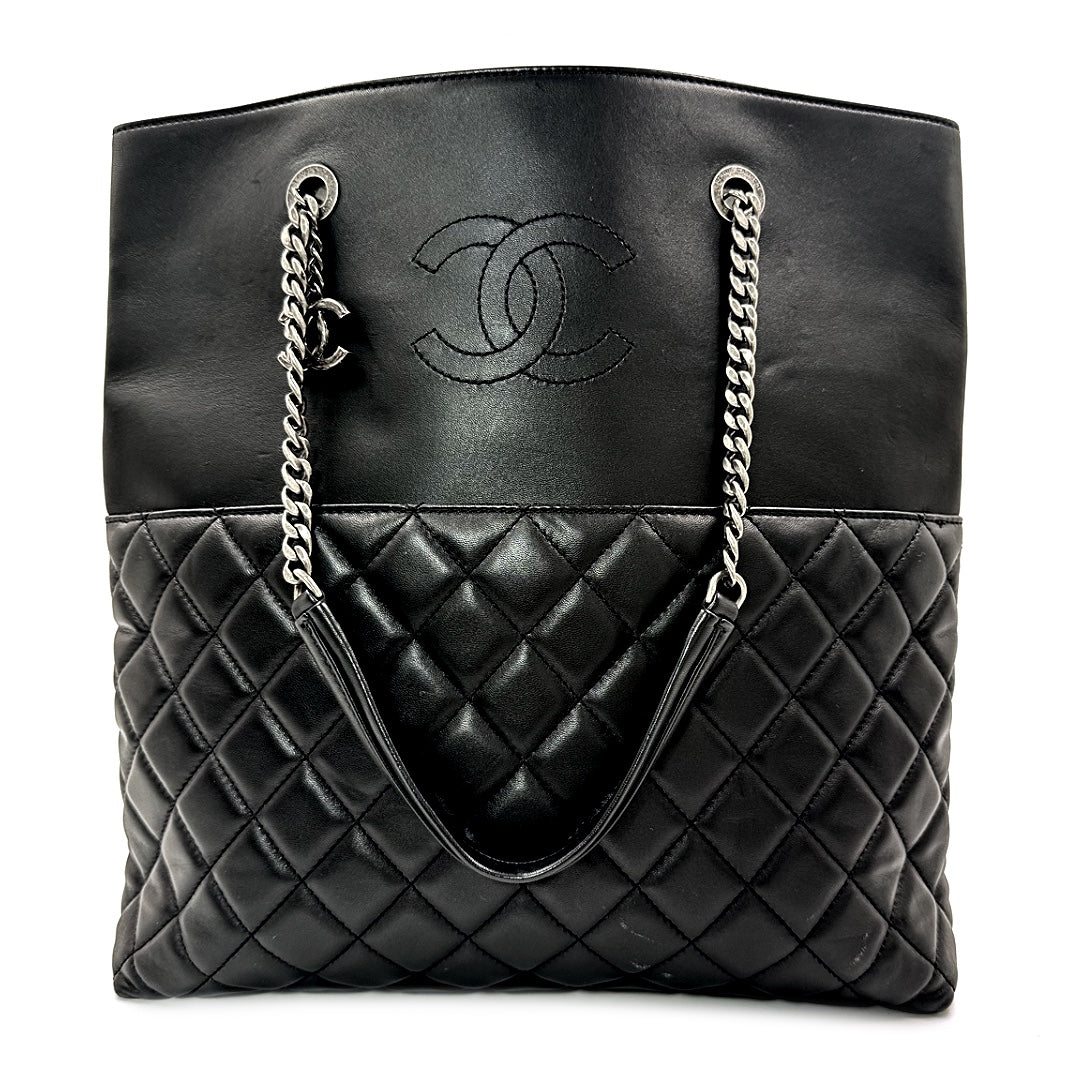 Chanel Quilted CC Timeless Tote Bag in Black & Beige Leather - Gemaee  UAE