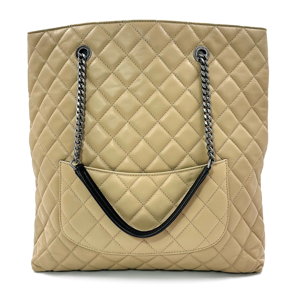 Chanel Quilted CC Timeless Tote Bag in Black & Beige Leather - Gemaee  UAE