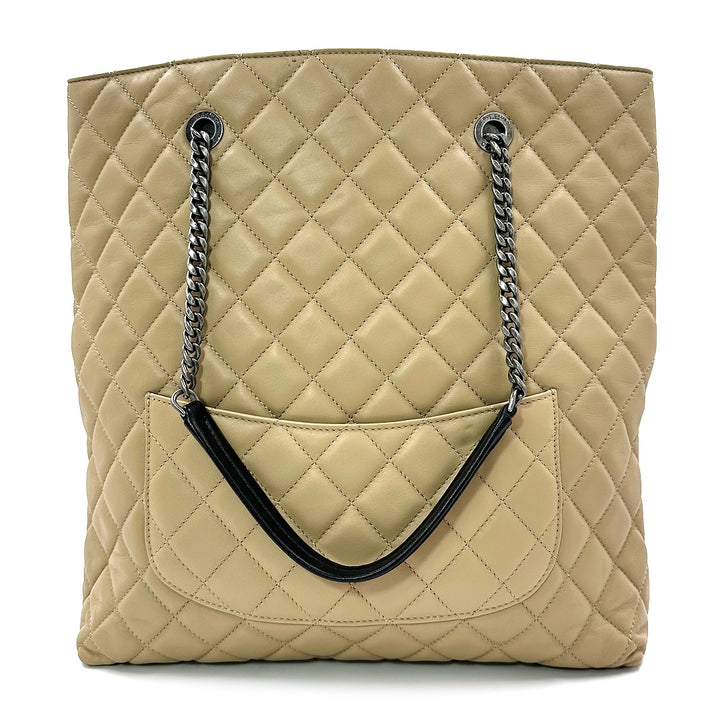 Chanel Quilted CC Timeless Tote Bag in Black & Beige Leather - Gemaee  UAE