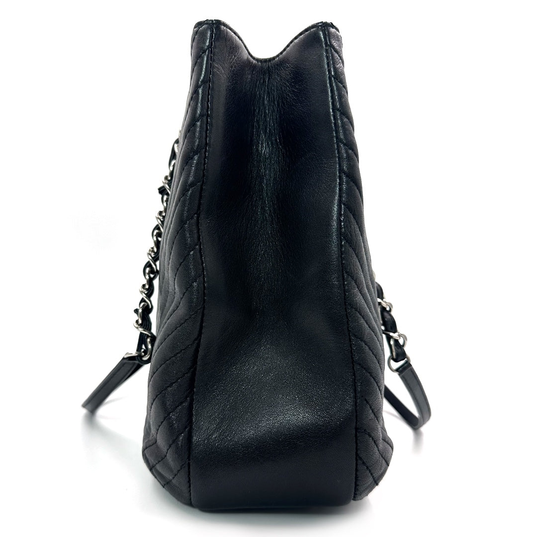 Chanel Black Chevron Leather Tote Bag - Gemaee  UAE