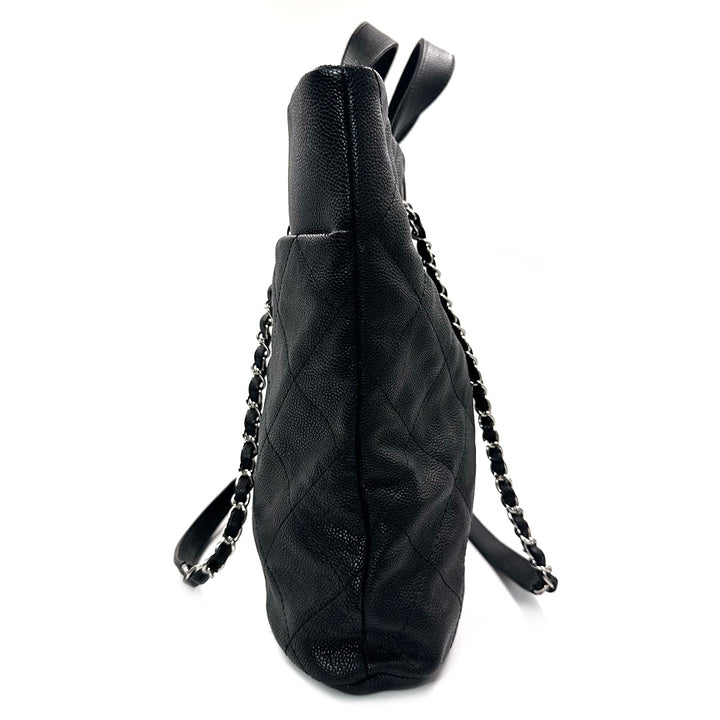 Chanel Black Caviar Leather CC Tote Bag with Silver Hardware - Gemaee  UAE