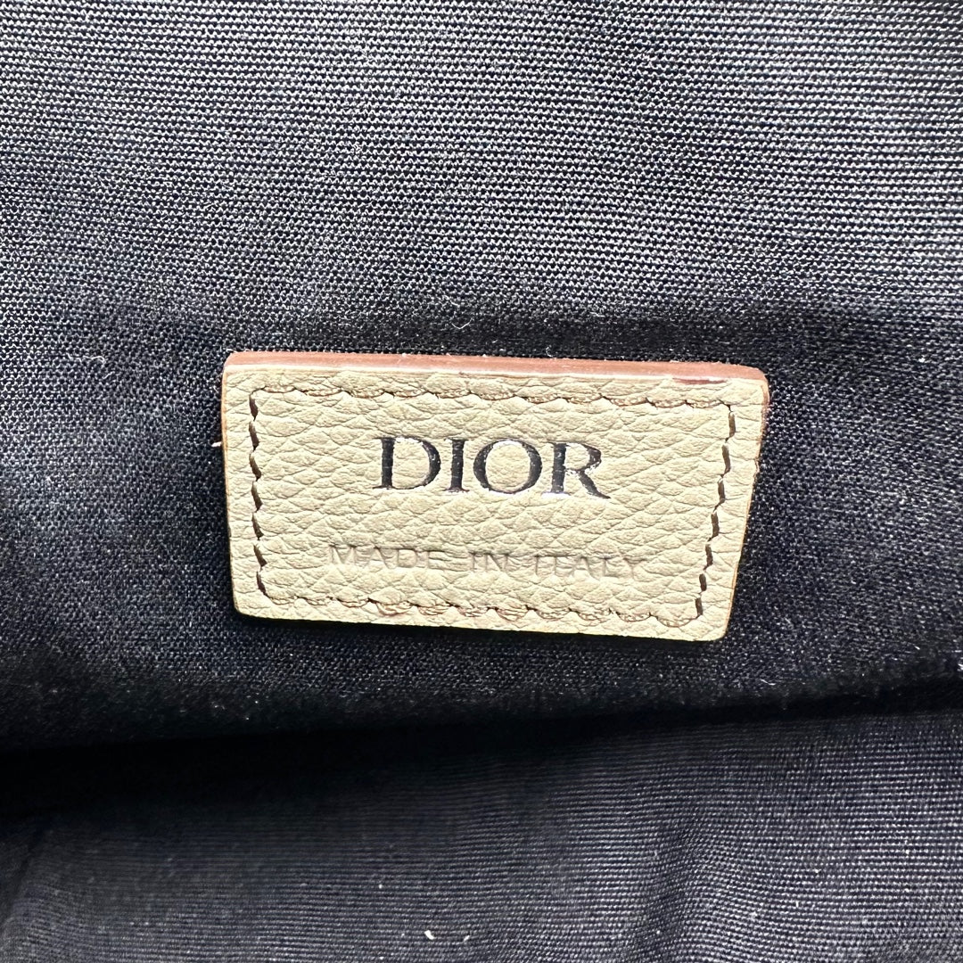 Dior Men’s Saddle Pouch in Beige Grained Calfskin Leather