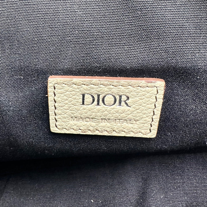 Dior Men’s Saddle Pouch in Beige Grained Calfskin Leather