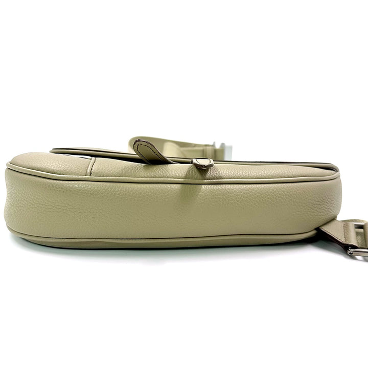 Dior Men’s Saddle Pouch in Beige Grained Calfskin Leather