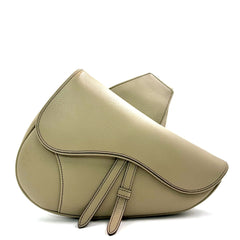 Dior Men’s Saddle Pouch in Beige Grained Calfskin Leather