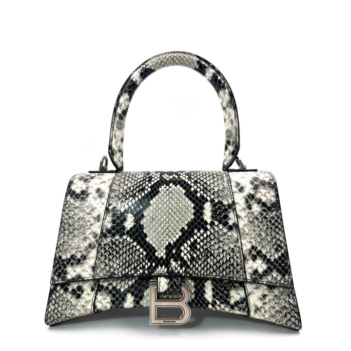 Balenciaga Hourglass Small Handbag Python Printed Black White - Gemaee  UAE